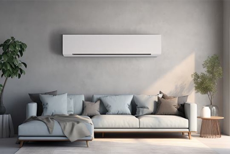 living room with ductless air conditioner